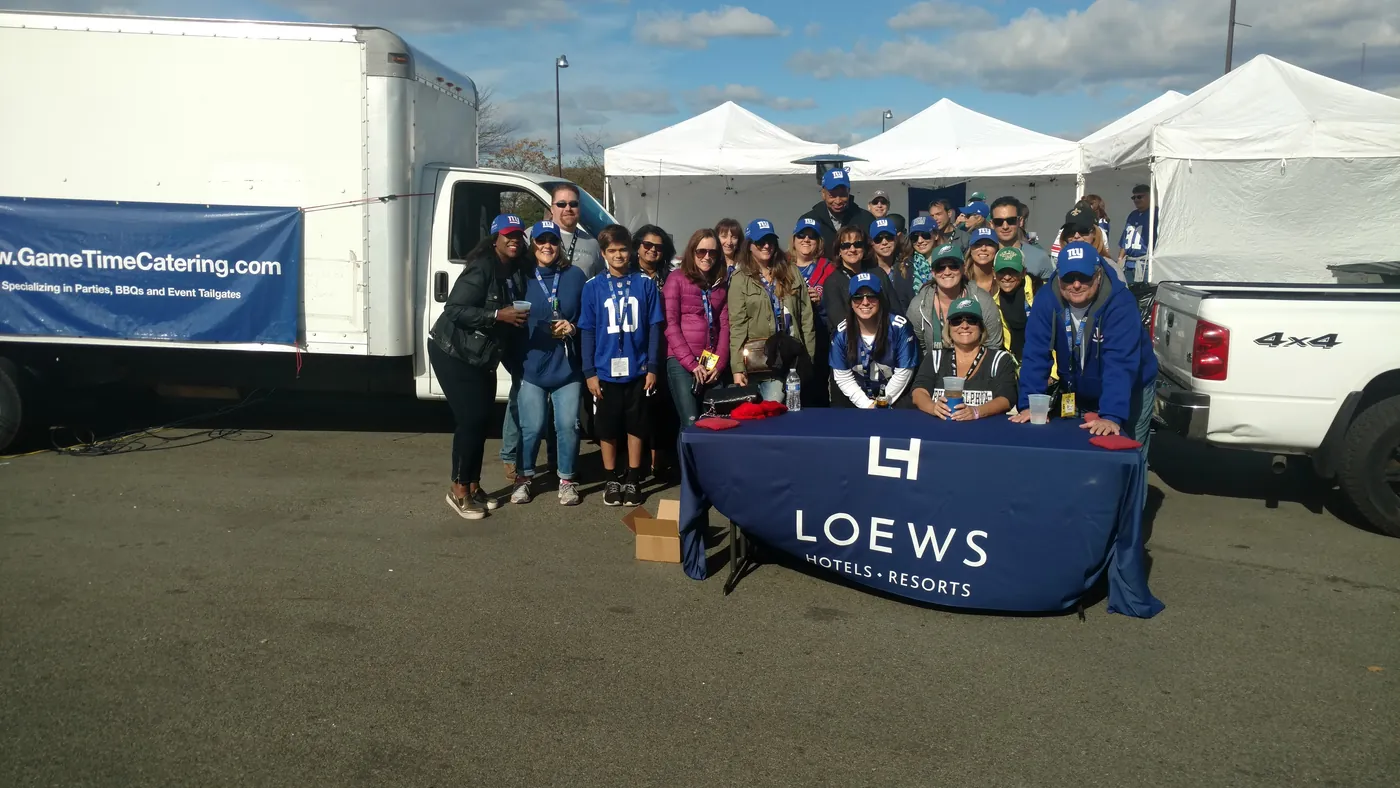 A corporate group gathered at a Gametime catered event